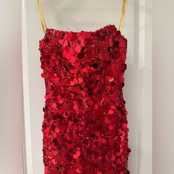 NWOT BRONX AND BANCO FARAH RED STRAPLESS GOWN - Picture 11 of 15